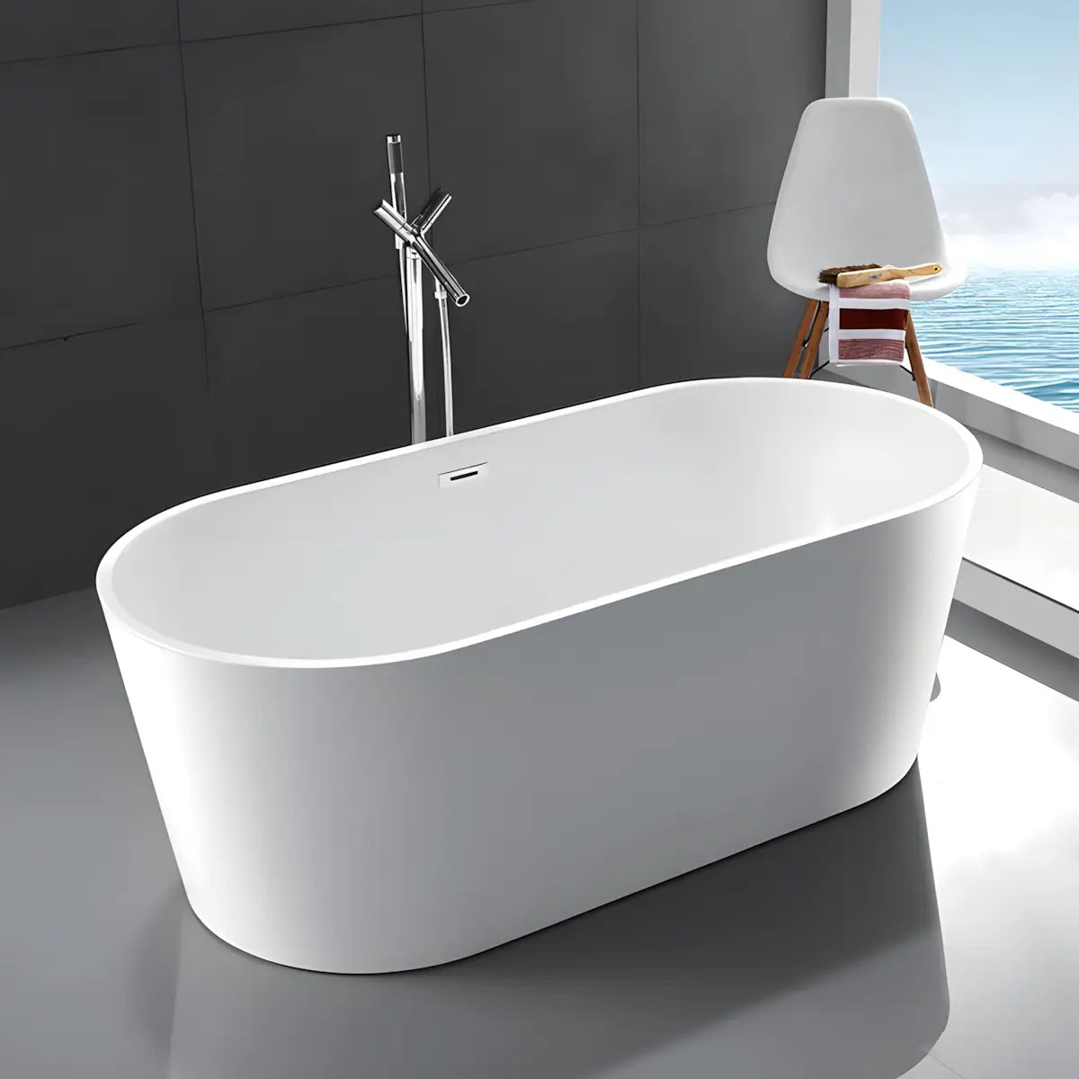 Cada Freestanding Nora 170x75cm, Acril Premium, Finisaj Alb, Outlet-Diplon