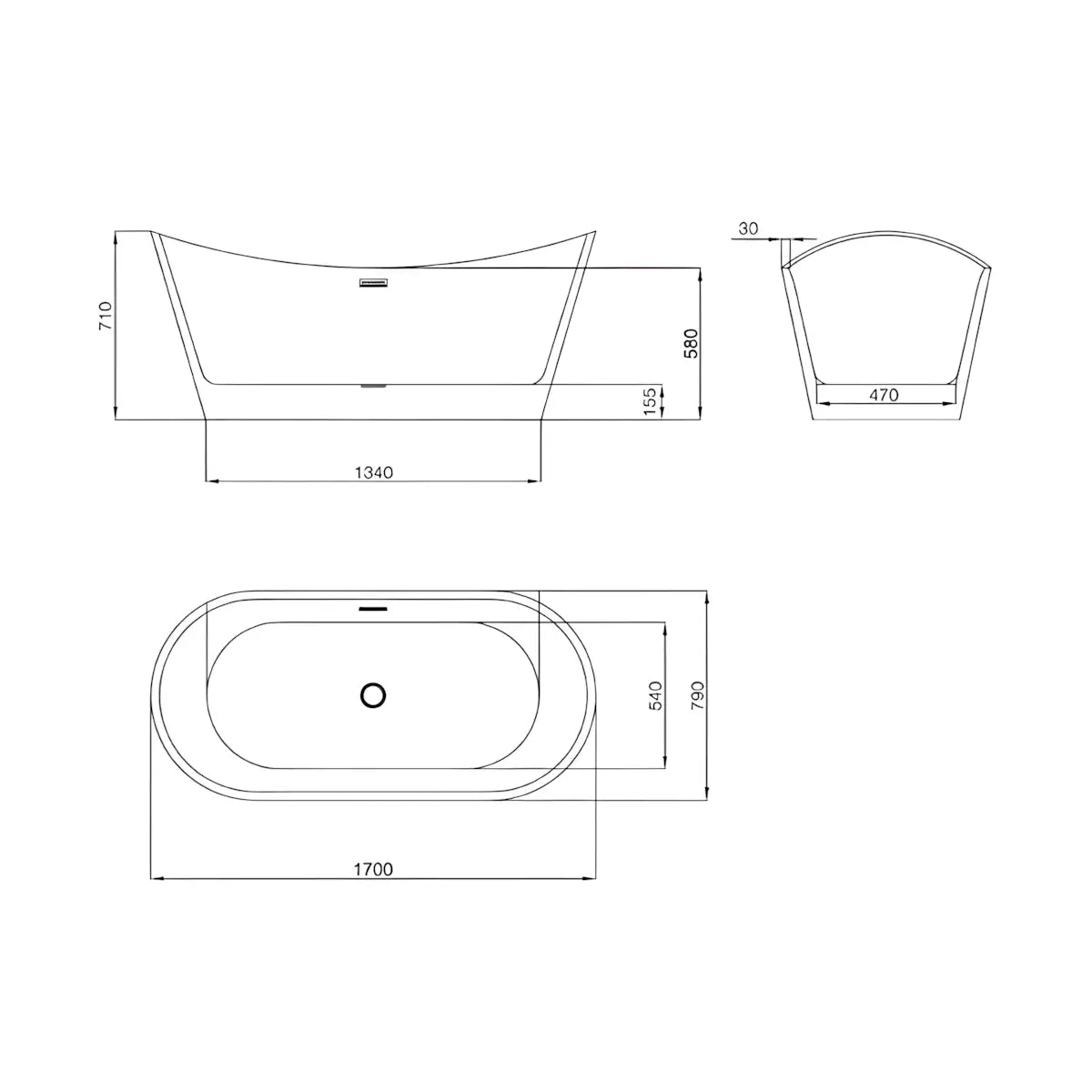 Cada Freestanding Tina 170x79cm, Acril, Finisaj Alb-Diplon