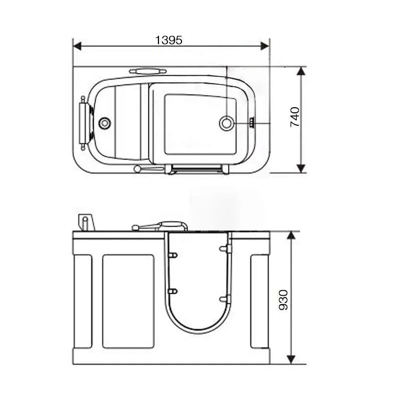 Cada Pentru Varstnici si Persoane cu Dizabilitati Diana 135x73x94cm, Acril, Usa De Acces-Diplon
