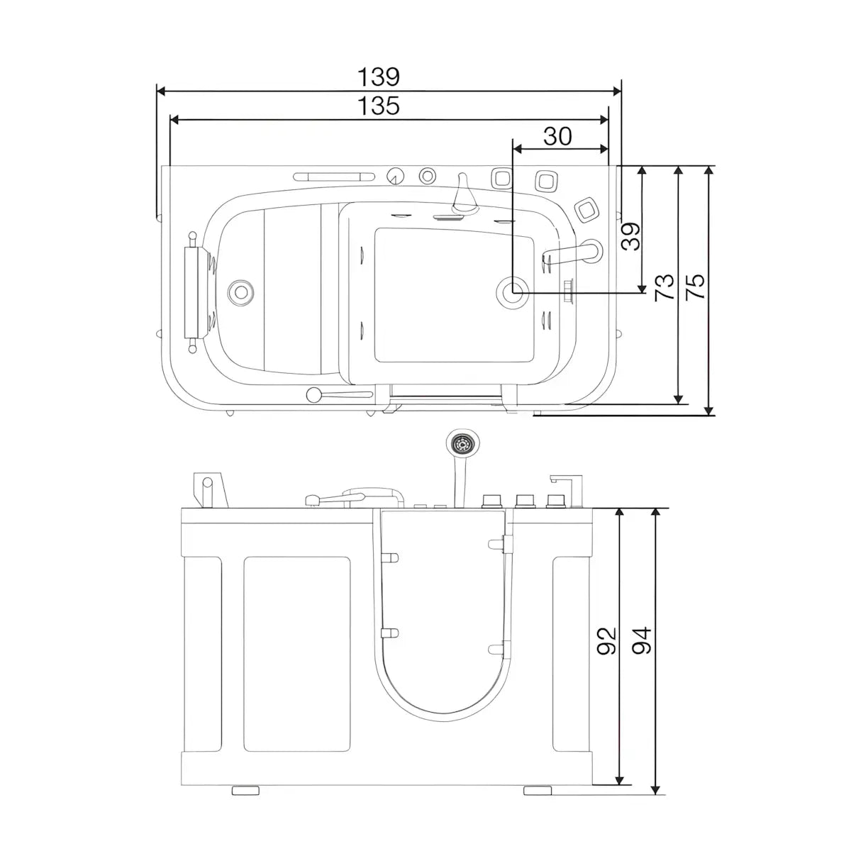 Cada Persoane Dizabilitati Si Varstnici Cu Hidromasaj Diana 135x73x94cm-Diplon