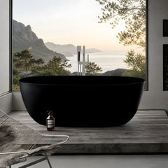 Cada Baie Freestanding Greta 160x80cm, Acril, Ovala, Finisaj Negru