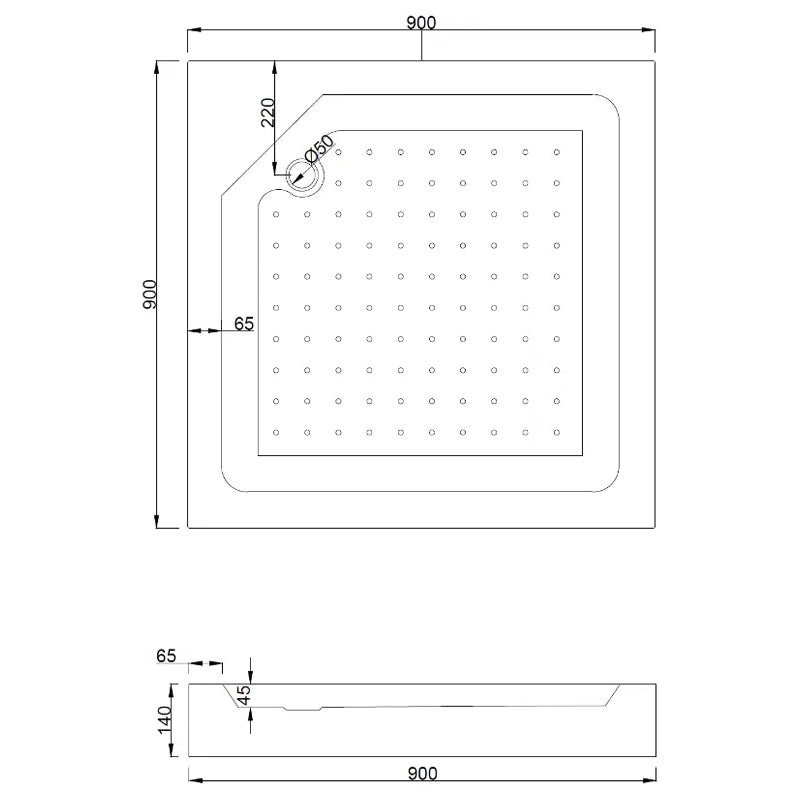 Cadita de Dus Patrata 90×90cm, Acril, Sifon Inclus, Mexen Rio-Diplon