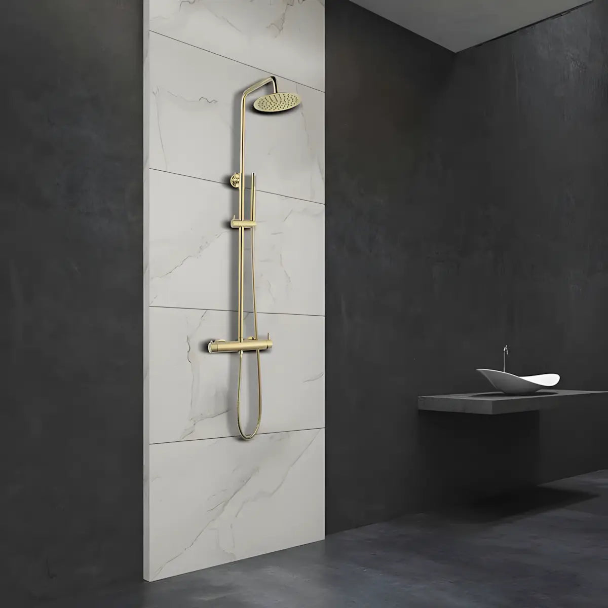Coloana de dus cu baterie BGQ4901GL Outlet, Culoare auriu, comutator, Para fixa si mobila-Diplon