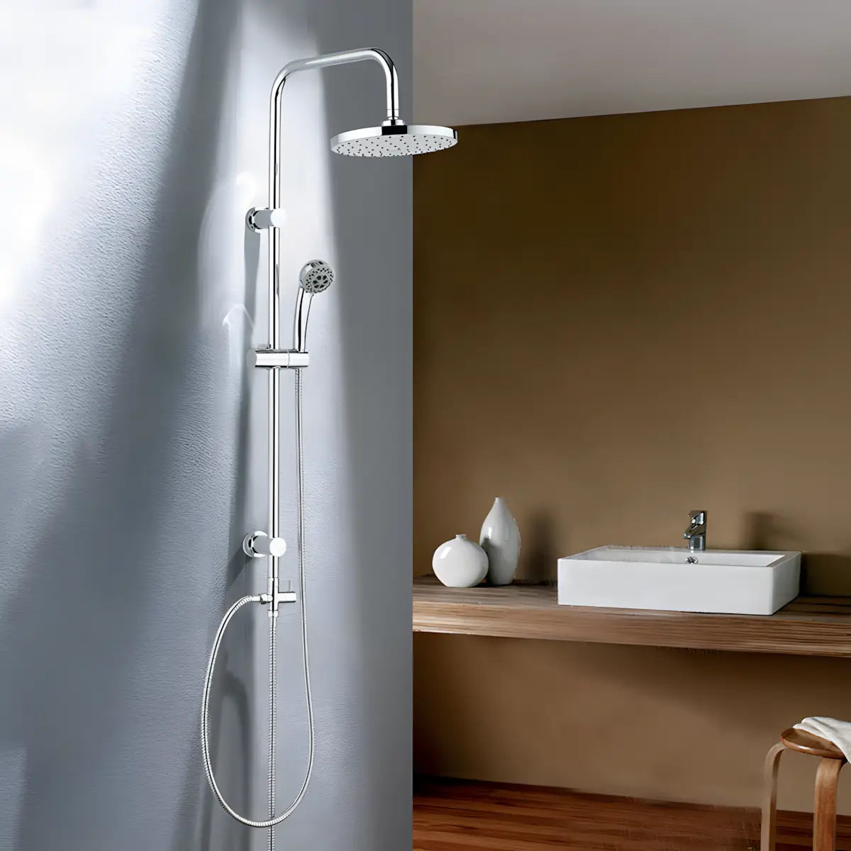 Coloana de dus cu para fixa si mobila Diplon BGQ1613 Outlet, 1m, 3 Functii, Alama, Crom-Diplon