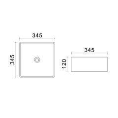 Lavoar Baie Belfast 34.5x34.5cm, Alb, Portelan-Diplon