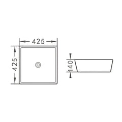 Lavoar Baie Pe Blat Galvej 42.5x42.5cm, Alb, Portelan, Outlet-Diplon