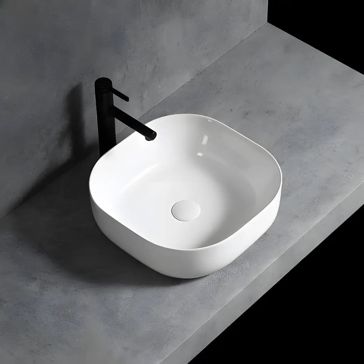 Lavoar Baie Pe Blat Galvej 42.5x42.5cm, Alb, Portelan, Outlet-Diplon