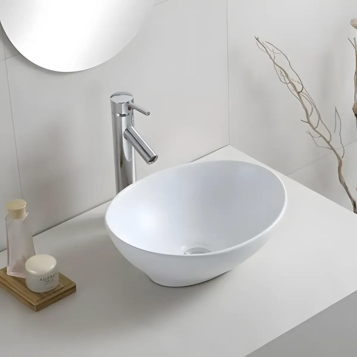 Lavoar Baie Pe Blat Manama 41x34cm, Alb, Portelan, Outlet-Diplon