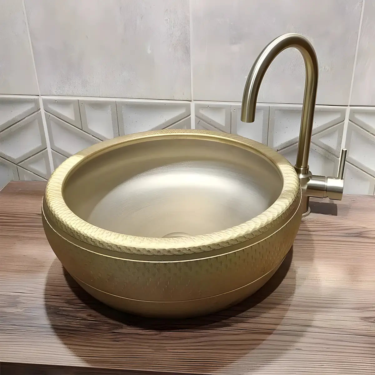 Lavoar Baie Pe Blat Santana R42cm, Auriu, Portelan-Diplon