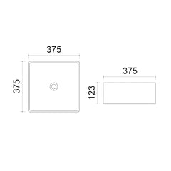 Lavoar Pe Blat Belfast 37.5x37.5cm, Alb, Portelan, Outlet-Diplon