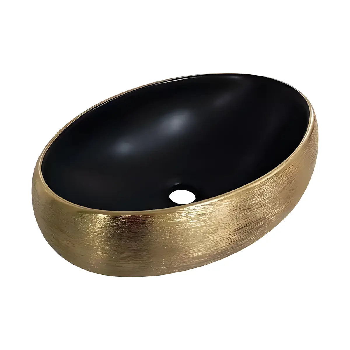 Lavoar Pe Blat Santa Fe 48x34cm, Negru Si Auriu, Portelan, Outlet-Diplon