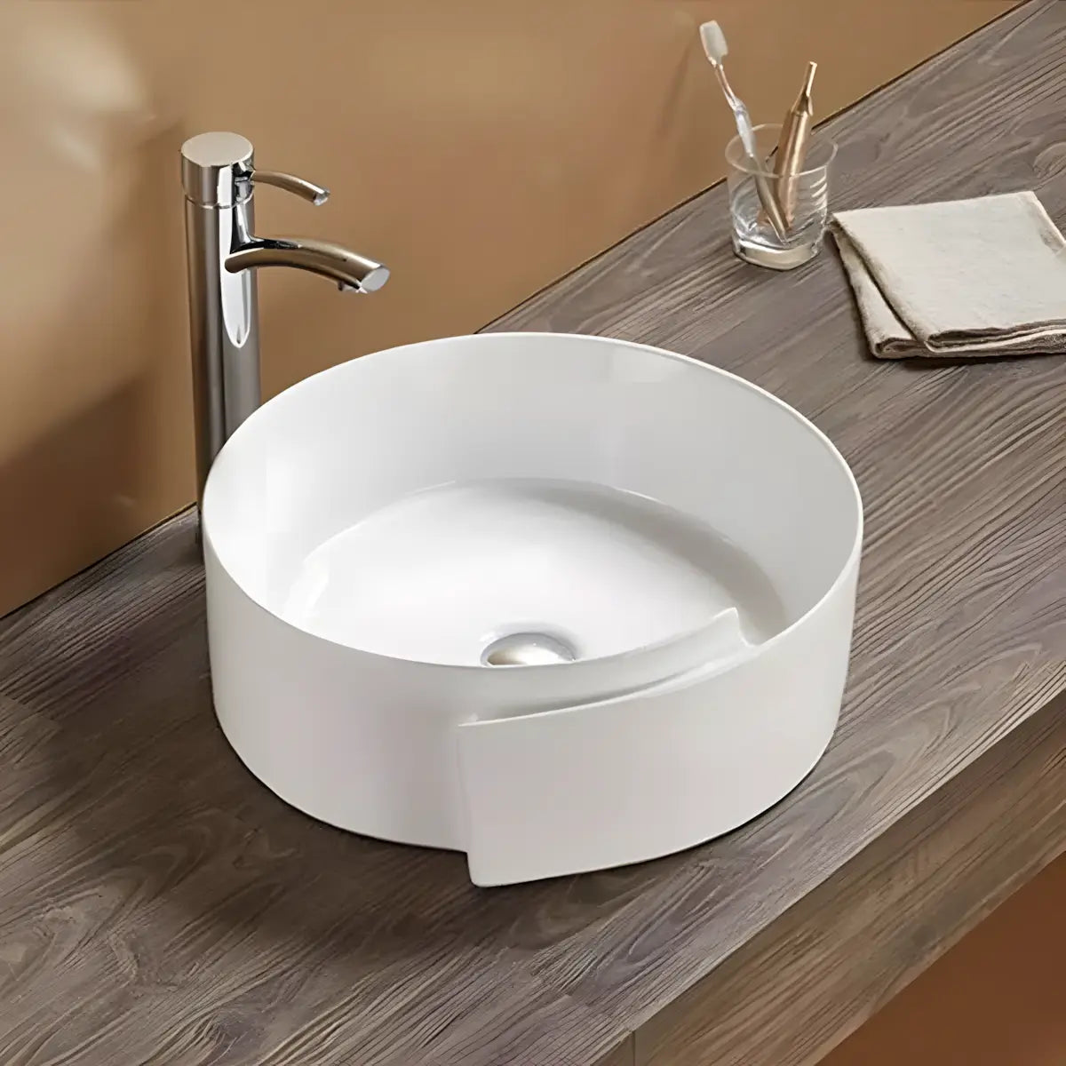 Lavoar pe Blat Oziris R44cm, Alb, Ceramica