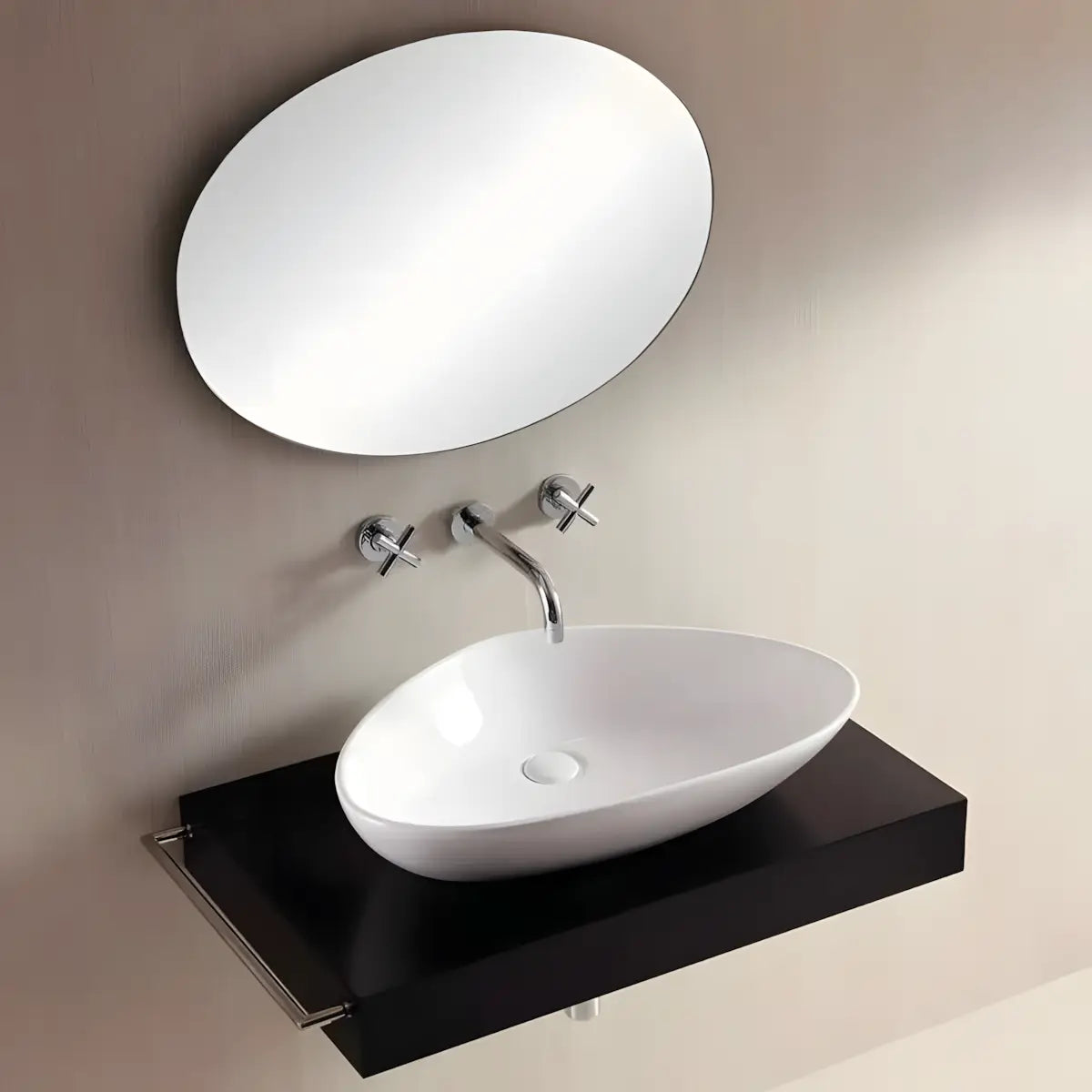 Lavoar pe Blat WB6401 60x40cm, Chiuveta Baie din Portelan, Culoare Alb, Fara Gaura Baterie