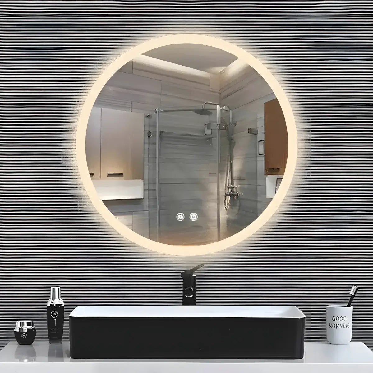 Oglinda Baie Led Iris R70cm, Functie Dezaburire-Diplon
