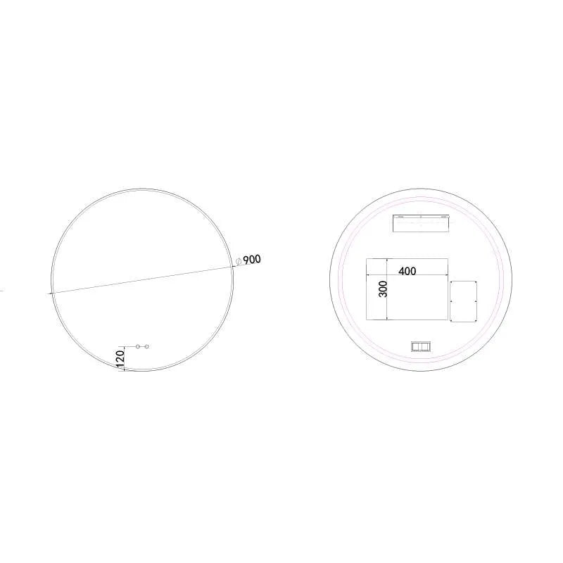 Oglinda Baie Led Magnolia R90cm, Negru Mat, Functie Dezaburire-Diplon