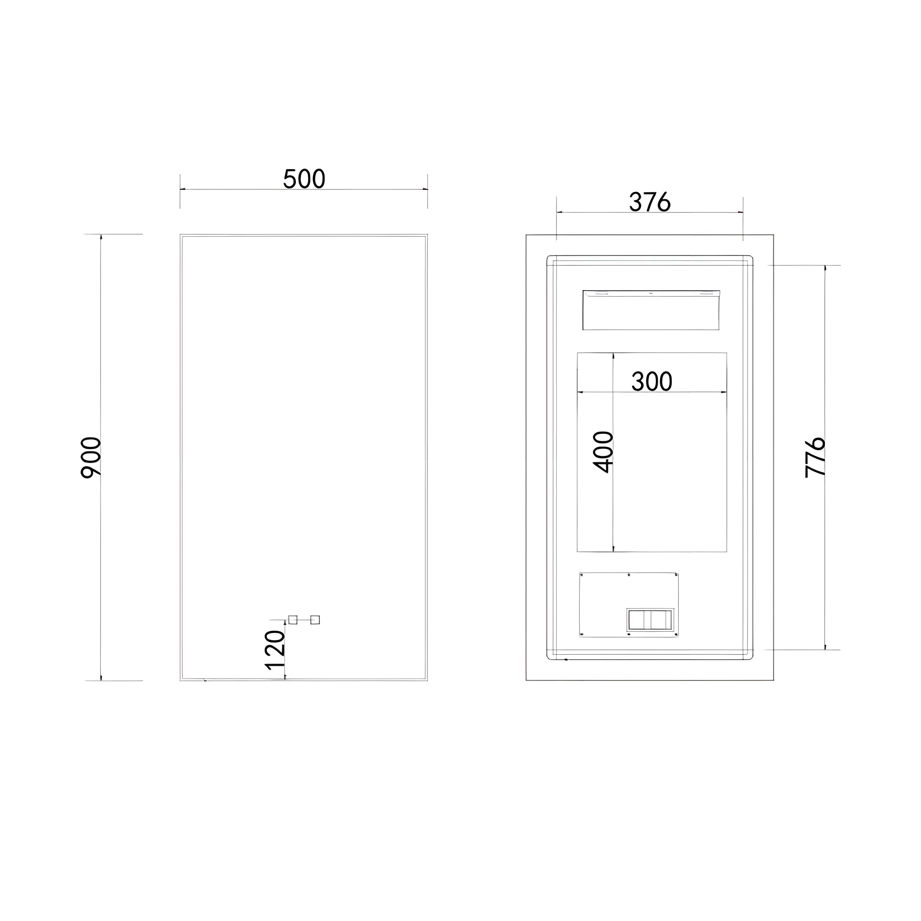 Oglinda Baie Led Oleander 50x90cm, Rama Aluminiu Negru Mat, Functie Dezaburire-Diplon