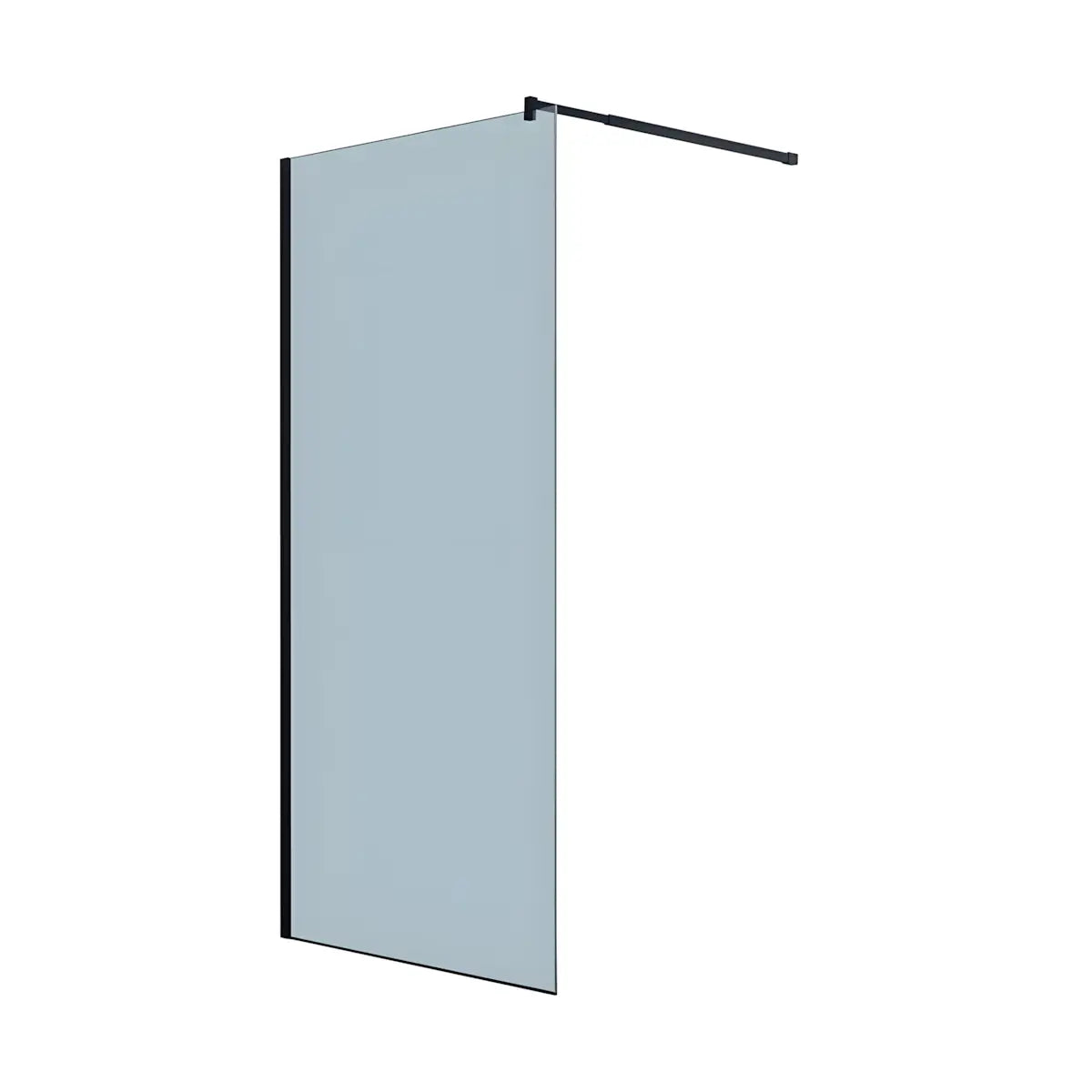 Paravan Dus Walk-In Una 100x195cm Outlet, Sticla Fumurie 8mm, Profil Aluminiu Negru-Diplon