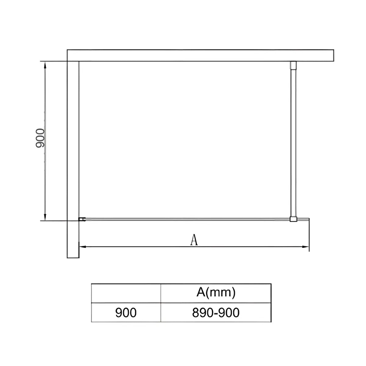 Paravan Dus Walk-In Zoe 90x200cm, Sticla Securizata 8mm, Profil Aluminiu Negru-Diplon