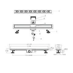 Rigola De Dus ZenFlow MB1 550mm, Otel Inoxidabil, Negru Mat-Diplon