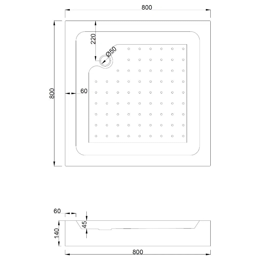 Cadita de Dus Patrata 80×80cm, Acril, Sifon Inclus, Mexen Rio