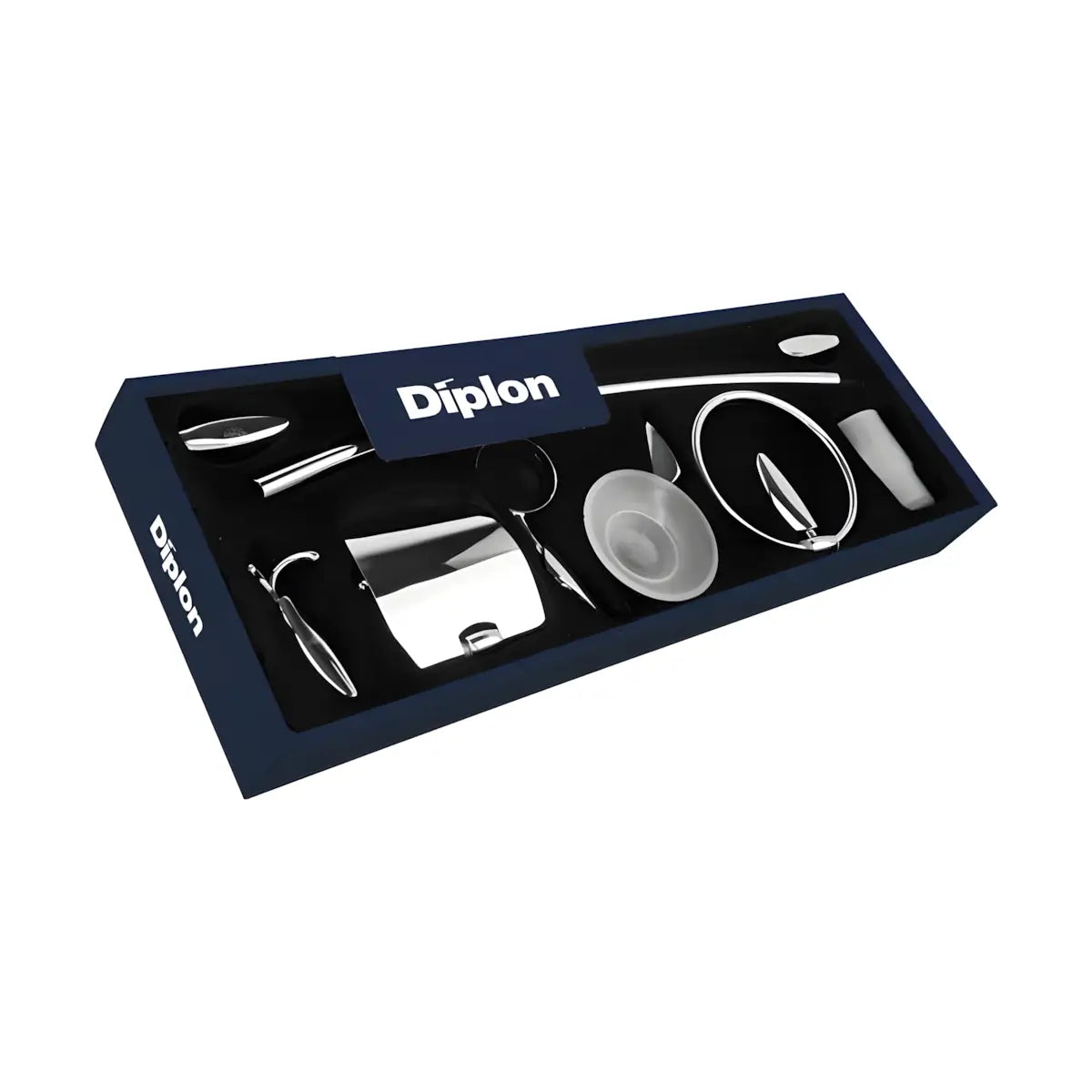 Set Accesorii Baie Diplon, SE02500, Culoare Argintiu Cromat, 6 piese-Diplon