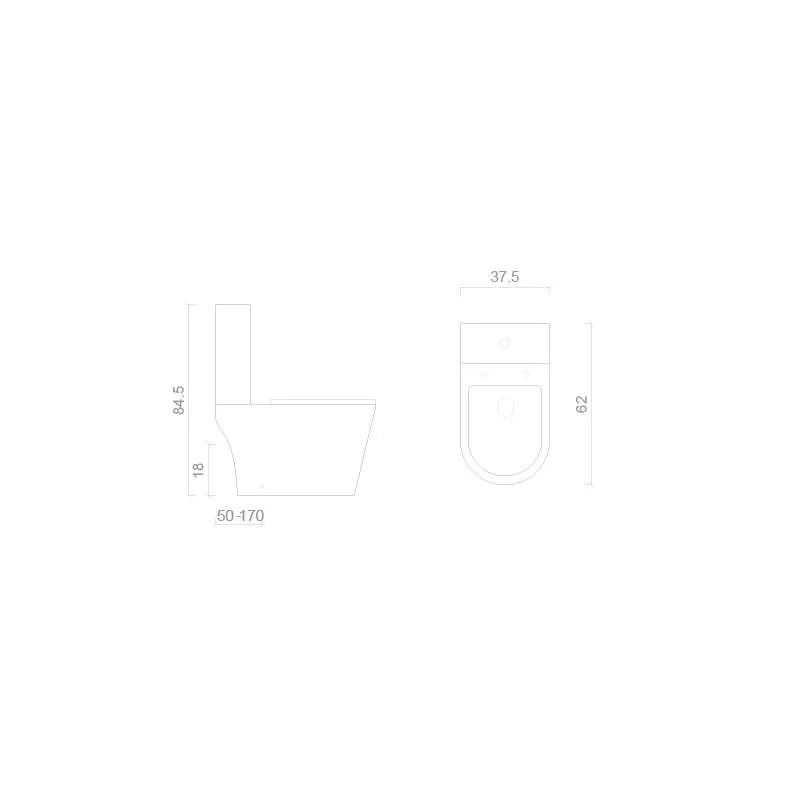 Set Vas WC Monobloc Rimless Ventura Leon, 38x61,8 cm, Rezervor 3/6L, Capac Soft-Close, Alb