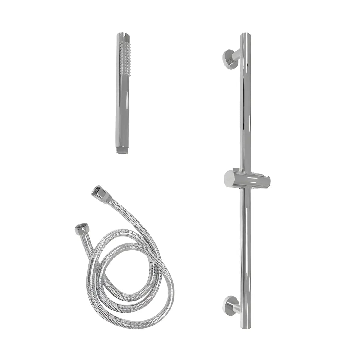 Set de Dus BG8001, Culoare argintiu cromat, Contine bara culisanta, cap de dus si furtun-Diplon