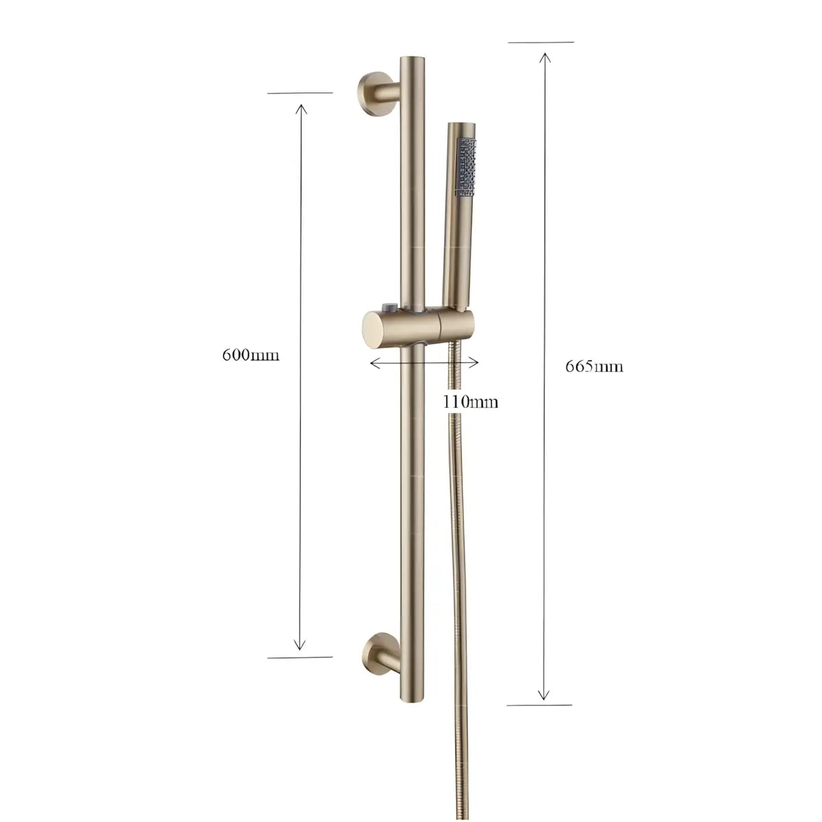 Set de Dus BG8001GL Outlet, Culoare auriu, bara culisanta, cap de dus si furtun-Diplon