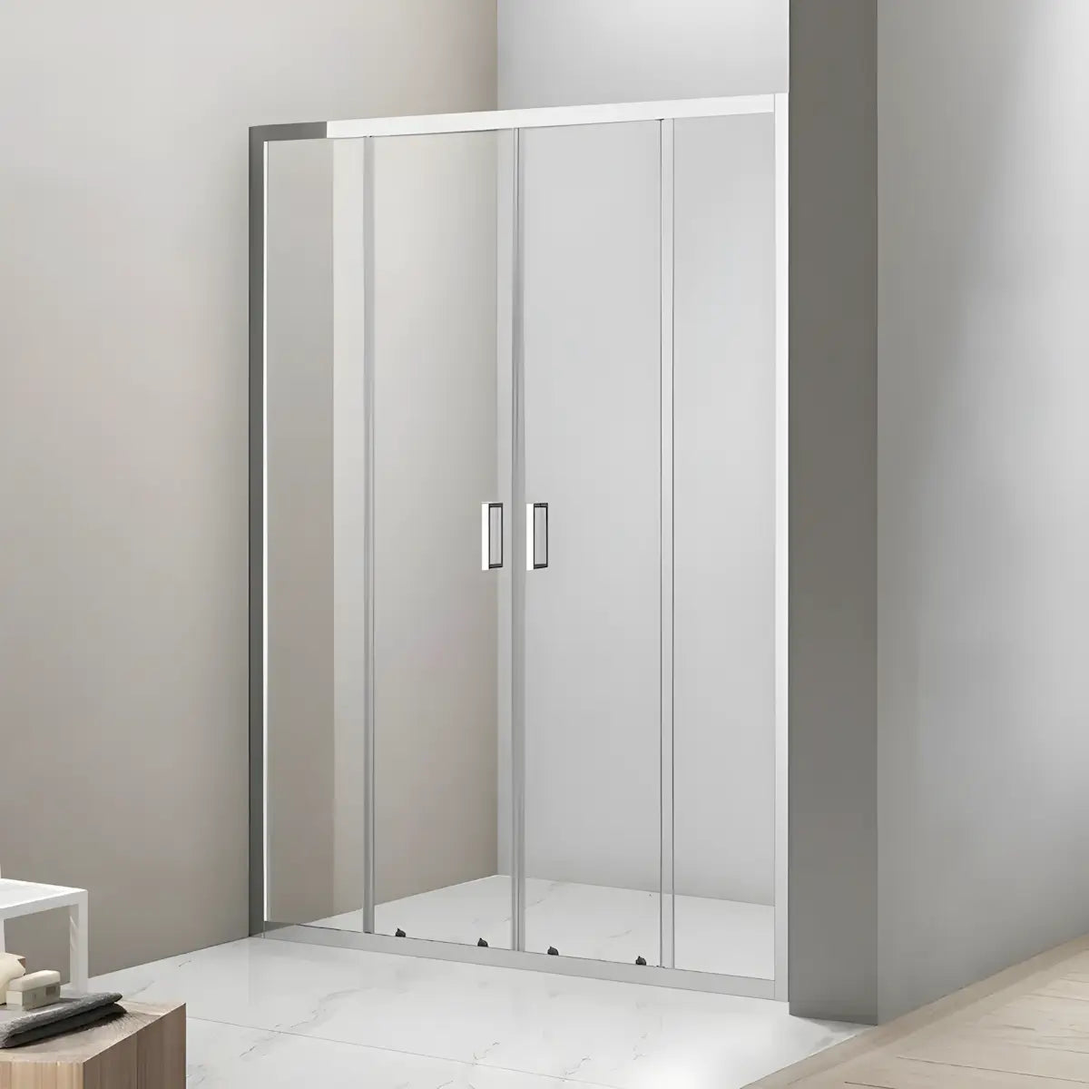 Usa De Dus Art 160-180cm Outlet, Latime Ajustabila, Sticla Securizata 6mm, Profil Aluminiu Cromat-Diplon