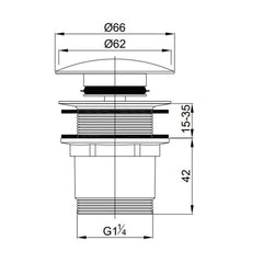 Ventil Pentru Lavoar Fara Preaplin, WB65B12GL, cu Capac Click-Clack, Finisaj Auriu