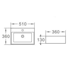 Lavoar Diplon WB6417-51MB, Portelan de Inalta Calitate, Culoare Negru, Suspendat sau pe Blat