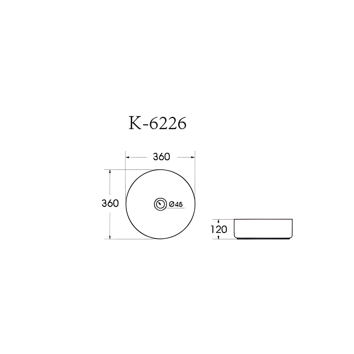 Chiuveta Baie Rotunda, Lavoar pe Blat Diplon WB6427MB, Material Portelan, Culoare Negru