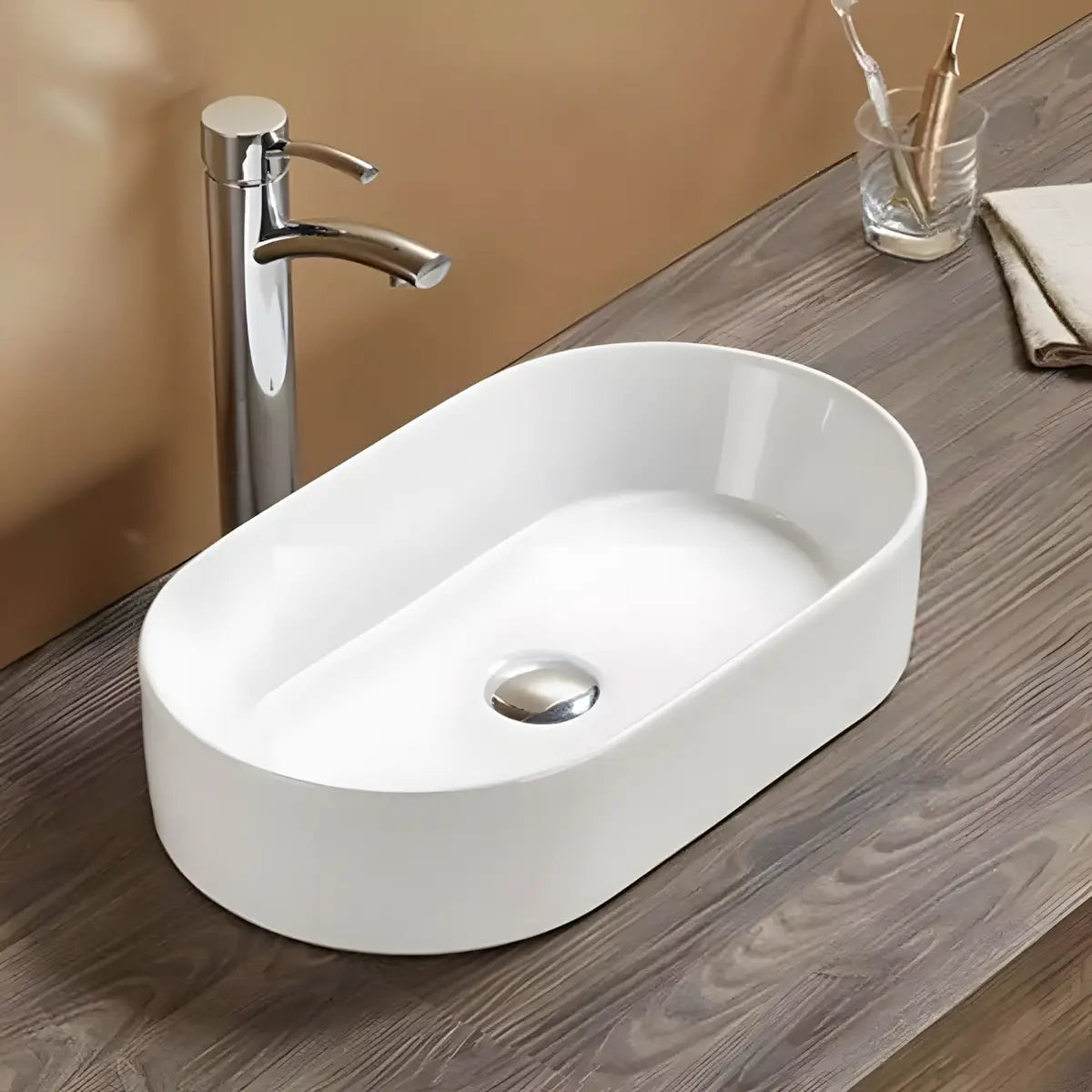Lavoar pe Blat Bagdad 52.5x30cm, Alb, Ceramica