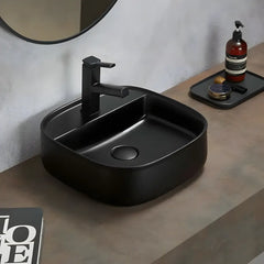 Chiuveta Baie pe Blat Kan 41.9x41.9cm, Negru, Ceramica