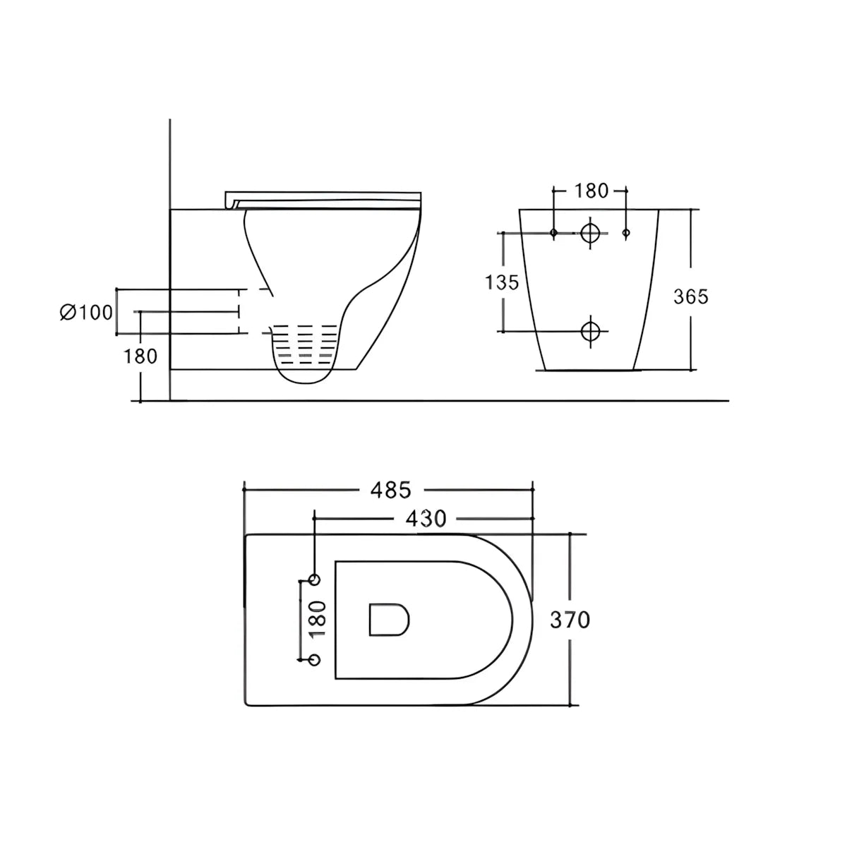 Vas WC Suspendat WS6405, Culoare Alb, Material Portelan