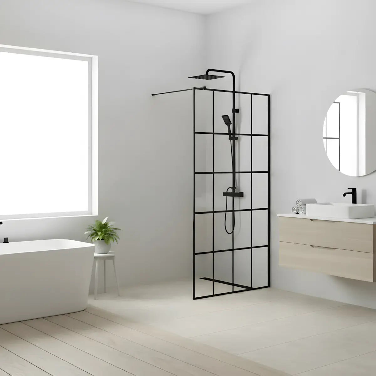 Paravan Dus Walk-In Zoe 80x200cm, Sticla Securizata 8mm, Profil Aluminiu Negru