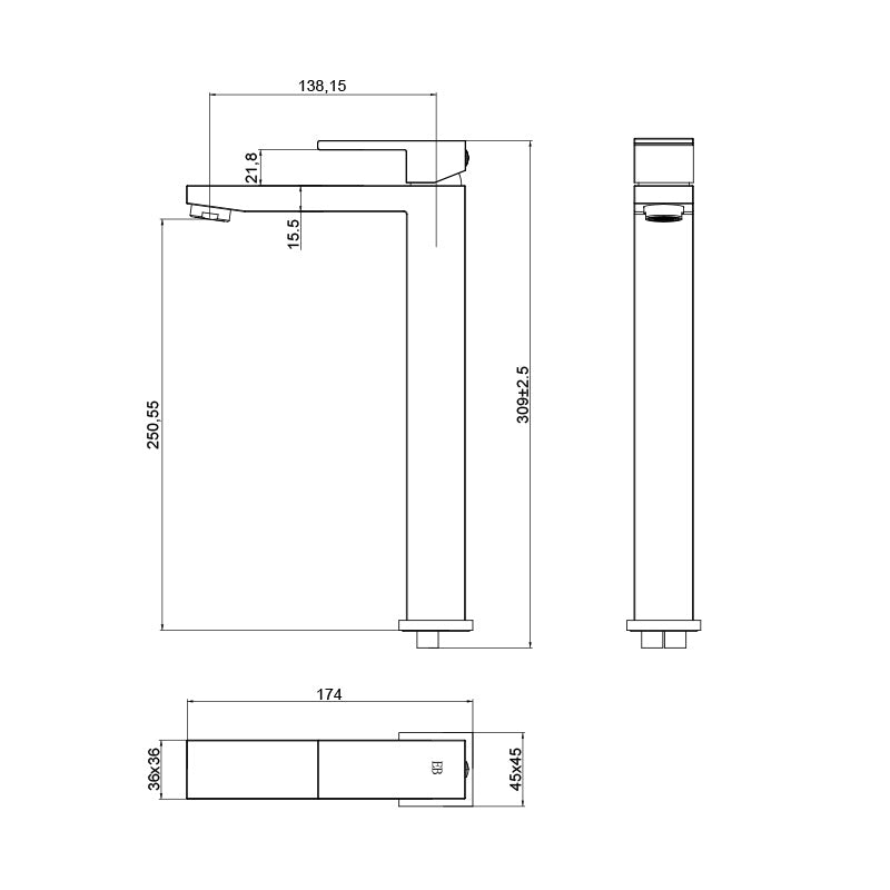 Baterie inalta pentru lavoar ST2532-1BL-Diplon